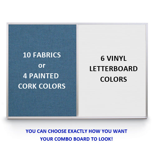 60" x 36" LETTER BOARD CORK BULLETIN COMBO BOARD