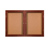WOOD ENCLOSED 72x24 BULLETIN BOARD WITH 2 DOORS (SHOWN IN CHERRY)