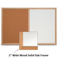 72x12 MAGNETIC WHITEBOARD / CORK COMBINATION HAS 1" WIDE SOLID OAK FRAME