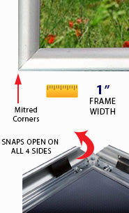 8.5x11 Mitered Corners Snap Frame with 1" Wide Chrome Sign Frame Profile