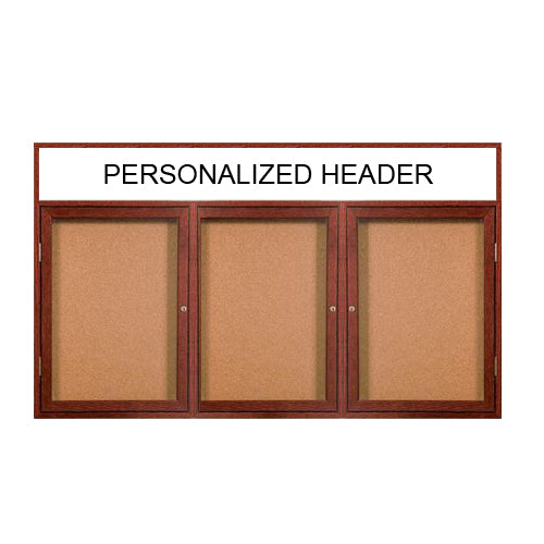 3 DOOR WOOD CORK BOARD 84 x 30 WITH HEADER (SHOWN IN CHERRY)