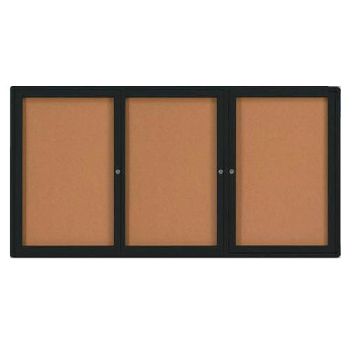 96x36 Enclosed Indoor Bulletin Boards with Radius Edge (3 DOORS)