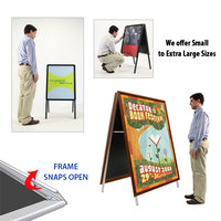 22x28 A-FRAME FLOOR STAND with FAUX WOOD SNAP FRAME (not shown to scale)