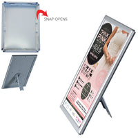8x10 snap open Silver frame, display portrait or landscape with ease | Table Top with Easel Back or Wall Mount