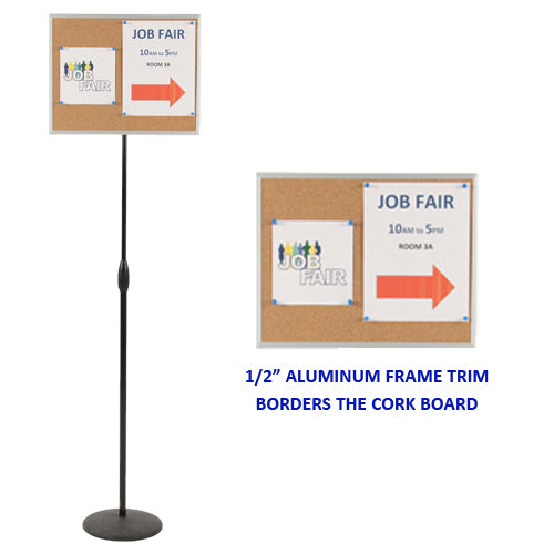 ADJUSTABLE PEDESTAL 14 x 18 CORK BOARD FLOOR STAND