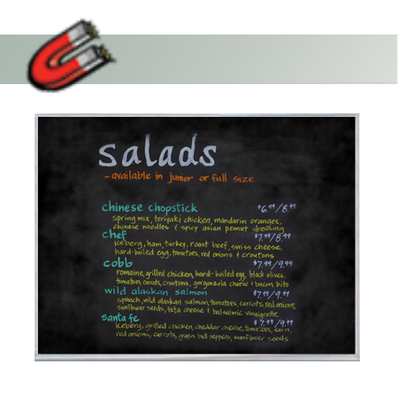 12x36 Magnetic Black Chalk Board with Aluminum Frame (Porcelain on Steel)