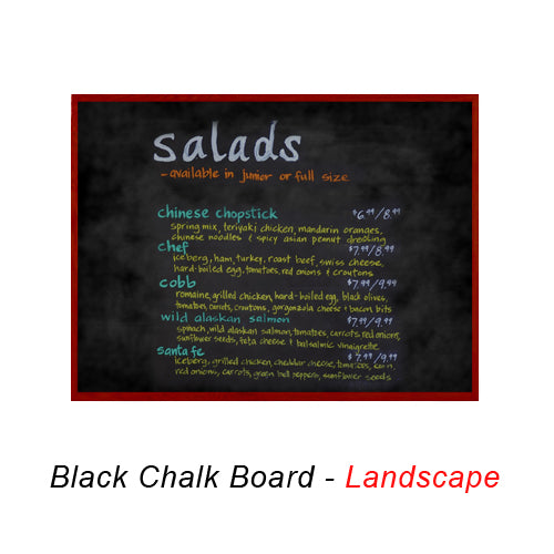 VALUE LINE 12x48 BLACK CHALK BOARD with WOOD FRAME BORDER (SHOWN IN LANDSCAPE ORIENTATION)
