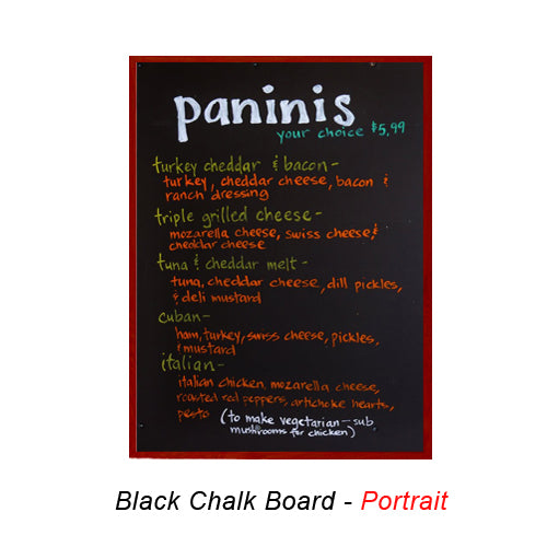 VALUE LINE 24x48 BLACK CHALK BOARD with WOOD FRAME BORDER (SHOWN IN PORTRAIT ORIENTATION)