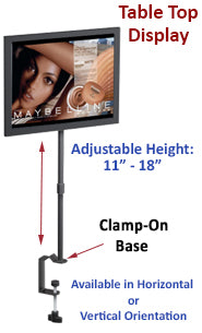 Countertop Clamp Frame- 7 x 11 Poster Display, Metal  Sign Holder with Adjustable Height