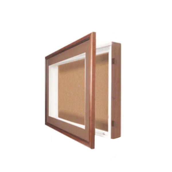 1" Deep Designer Wood Shadowbox SwingFrames with Cork Board and Interior Lighting in 12 Sizes