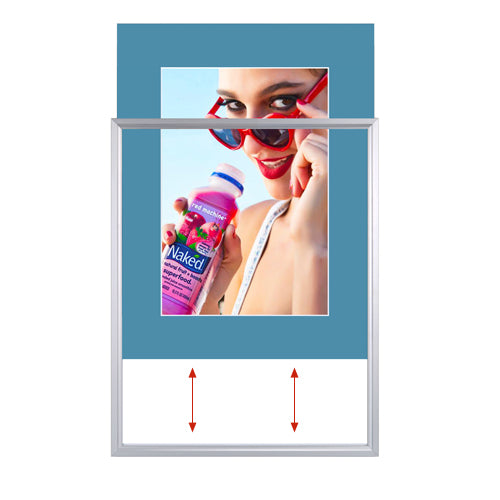 TOP LOADER SIGN FRAME 8.5" x 14" WITH 4" WIDE MAT BOARD (SHOWN IN SILVER WITH BISCAY BLUE MAT BOARD)
