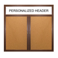 Enclosed Indoor Wood Frame Bulletin Boards with Message Header | Multiple Doors | 2 & 3 Door Wall Display Cases