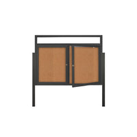 Freestanding Enclosed Outdoor Bulletin Boards with Message Header, Lights | 2-3 Door Locking Display Cases 35+ Sizes