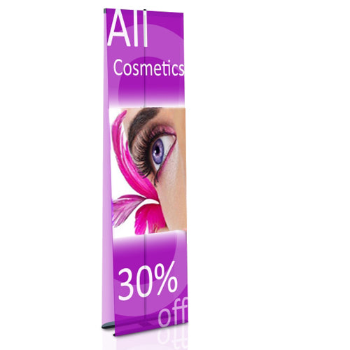 Double-Sided 24" Wide Banner Stand Euro-Style | Adjustable Banner Stand Height 42" to 72" | Matte Black Bannerstand Finish