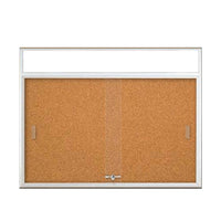ENCLOSED BULLETIN CORK BOARD (RADIUS EDGE) WITH SLIDING DOORS & PERSONALIZED HEADER