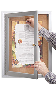 Indoor Enclosed Bulletin Board 8.5x11 | Wall Mount, Single Door Metal Display Case with 4 Finishes