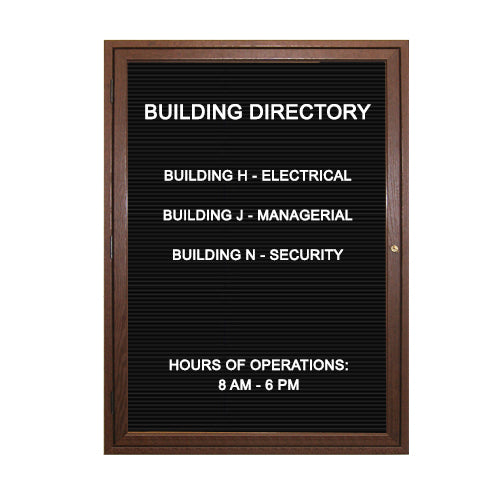 Indoor Enclosed Wood Framed Letter Board Display Case in 12 Sizes