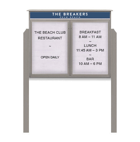 Two Door Freestanding 60x30 Weatherproof Enclosed Outdoor Message Center Letter Boards with Header