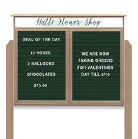 Two Door Freestanding 60x40 Weatherproof Enclosed Outdoor Message Center Letter Boards with Header