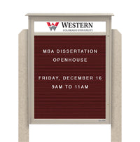 26" x 42" Standing Outdoor Message Center Letter Board with Header (Single Door)
