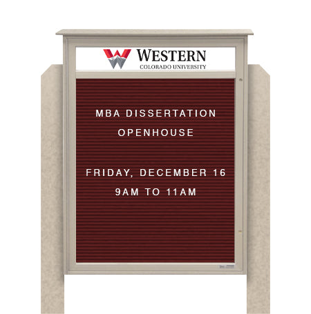 26" x 42" Standing Outdoor Message Center Letter Board with Header (Single Door)