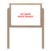 42" x 42" Outdoor Message Center - Magnetic White Dry Erase Board with Posts