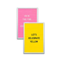 Open Face Framed Pink Letter Board and Yellow Letterboard | Letter Board 12x18 with Silver Trim Frame
