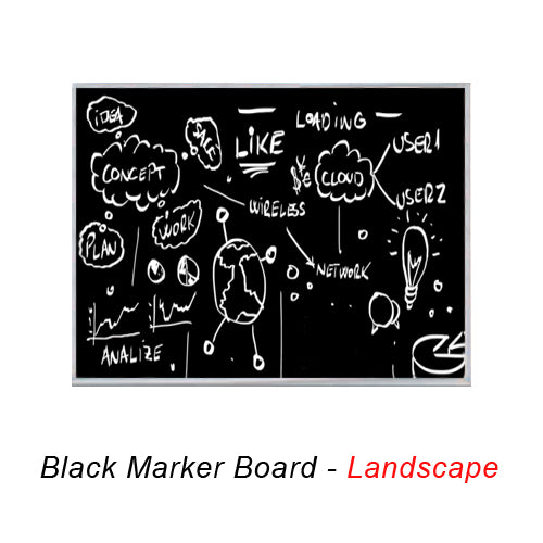 MAGNETIC 72x48 BLACK PORCELAIN DRY ERASE BOARD (SHOWN IN LANDSCAPE ORIENTATION)