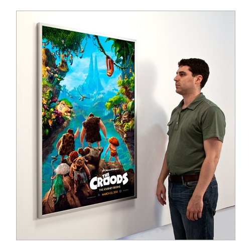 SLIM DESIGN (1 5/16" OVERALL DEPTH) FOR METAL 16x16 MOVIE POSTER FRAMES (SHOWN in SATIN SILVER) (NOT to SCALE)