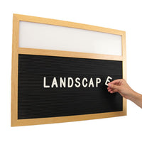 LIGHT OAK WOOD FRAMED 12x48 BLACK FELT LETTER BOARD with HEADER (SHOWN in LANDSCAPE)