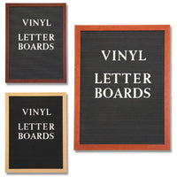 84x48 OPEN FACE LETTER BOARD: BLACK VINYL COLOR, 3 WOOD FINISHES