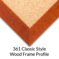 Classic Flat Face Wood Picture Frame 22" x 28" Borders the Natural Bulletin Cork Board | Choose from 10 Popular Wood Stain Finishes