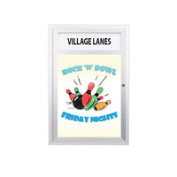 Outdoor Enclosed Dry Erase Markerboard with Header and LED Lights - White Porcelain Steel