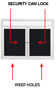 Wall Mount Outdoor Enclosed Letterboard Display Board with 2-3 Doors
