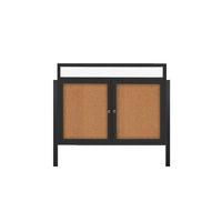 FREESTANDING BULLETIN BOARD WITH POSTS and PERSONALIZED HEADER (SHOWN in BLACK FRAME FINISH)