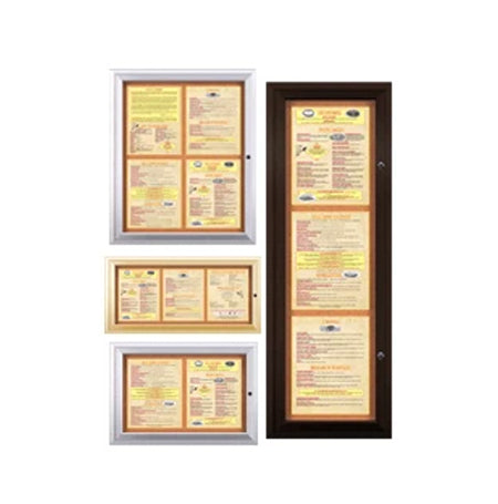 Outdoor Enclosed Menu Cases with Lights for 11" x 14" Portrait Menu Sizes