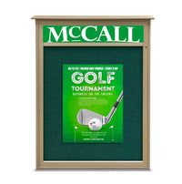 30x36 Outdoor Cork Board Message Center with Header - LEFT Hinged (Image Not to Scale)