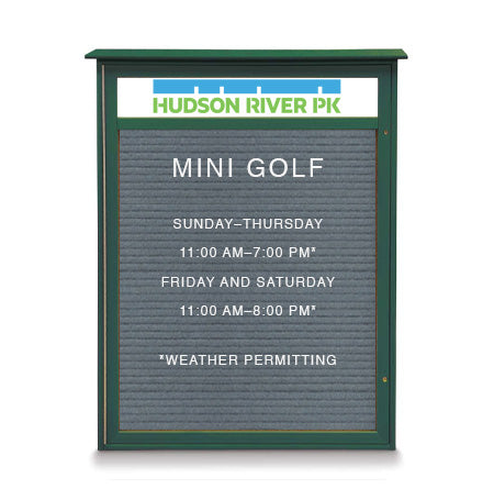 24" x 60" Outdoor Message Center Letter Board with Header (Single Door)