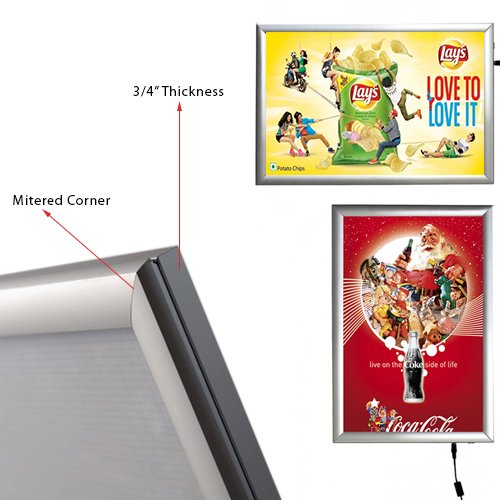 Silver 18 x 24 LED Light Box with Snap Frame Design Mounts in Portrait or Landscape Position.
