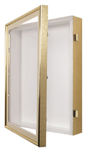 SwingFrame Designer Wall Metal Framed Display Case with 1" Deep Shadow Box in 10+ Sizes and Custom