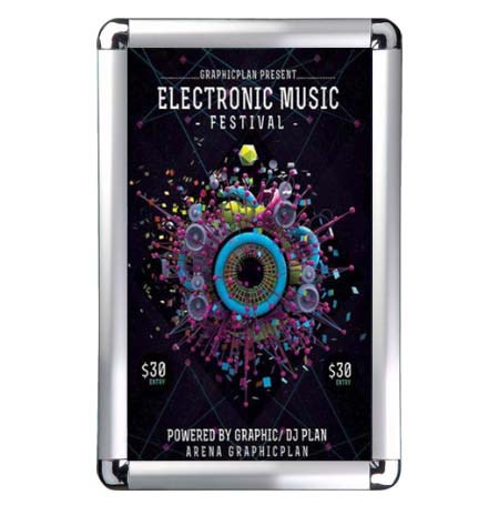 16x20 Wall Snap Frame Poster Sign Holder 1" Rounded Corner | Silver Frame Finish