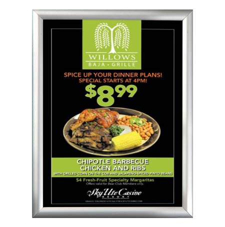 8.5x11 Snap Frame Poster Sign Frames .59" Wide | Silver Frame with Mitered Corners
