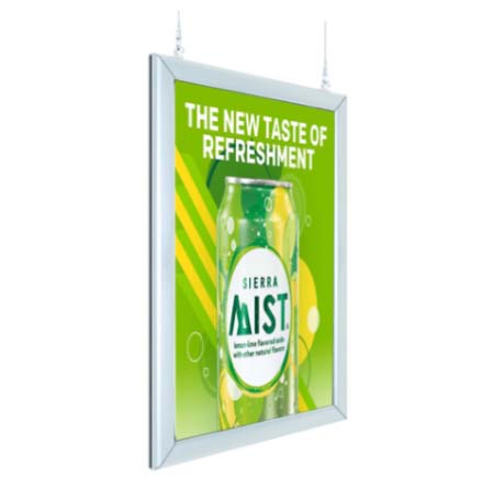 Light Weight Aluminum Ceiling Mount Square Edge Frame Hanging Poster Displays 14 x 22