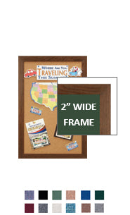 WIDE WOOD 11x14 Framed Cork Bulletin Board (Open Face with 2" Wide Wood Frame)