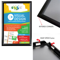 2-Sided Window Mount, Fast Change 11x17 Snap Frame 1" Wide in a Black Finish