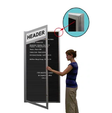 Extra Large Outdoor LED Lighted Enclosed Letter Boards with Message Header | Radius Edge Display Case Corners