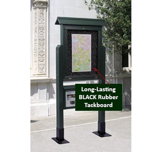 Eco-Design 28x20 Outdoor Freestanding Mid-Range Information Message Boards, Single-Sided Landscape Faux Wood Cabinet