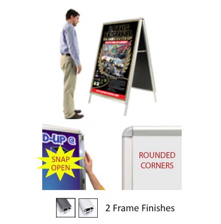A-Frame 36x48 Sign Holder | Large Snap Frame 1 1/4" Wide with Sleek Radius Edge Corners