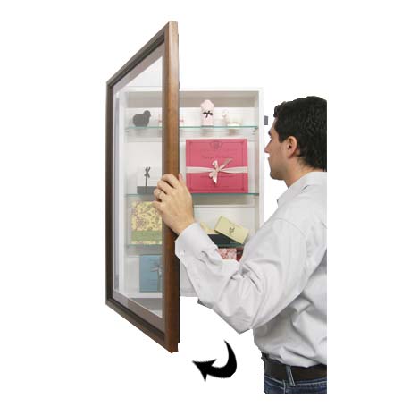 SwingFrame Designer Wood Frame Shadow Box 6" Deep + Glass Shelves