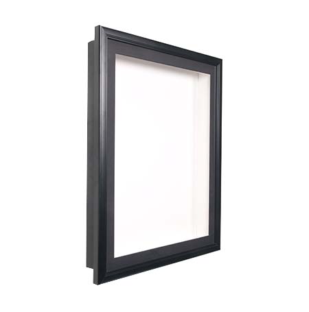 SwingFrame Designer Wood Display Case 2-Inches Deep in 12 Sizes | with Wall Mount Swing Open Cabinet